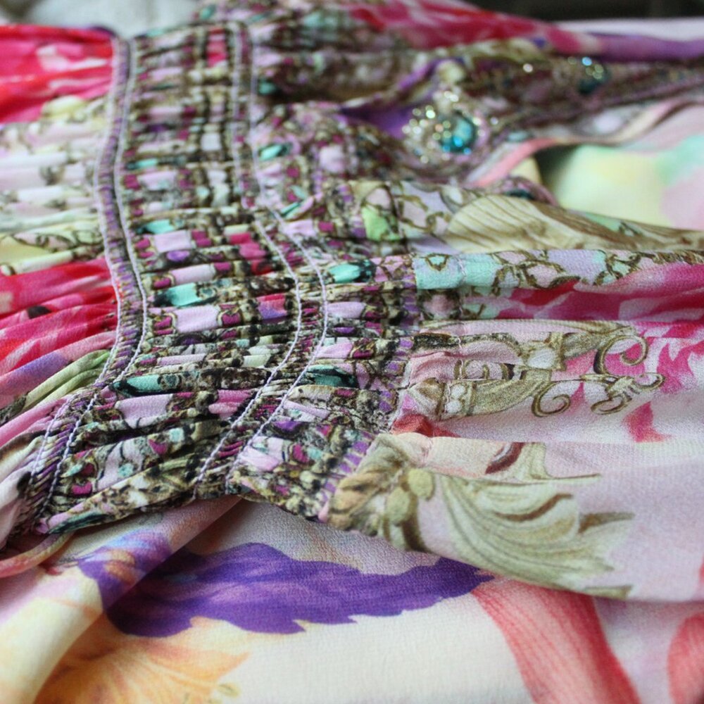 Camilla Shirred Waist Detail Maxi Dress, Sonic Symphonies, Size S - Picture 7 of 8